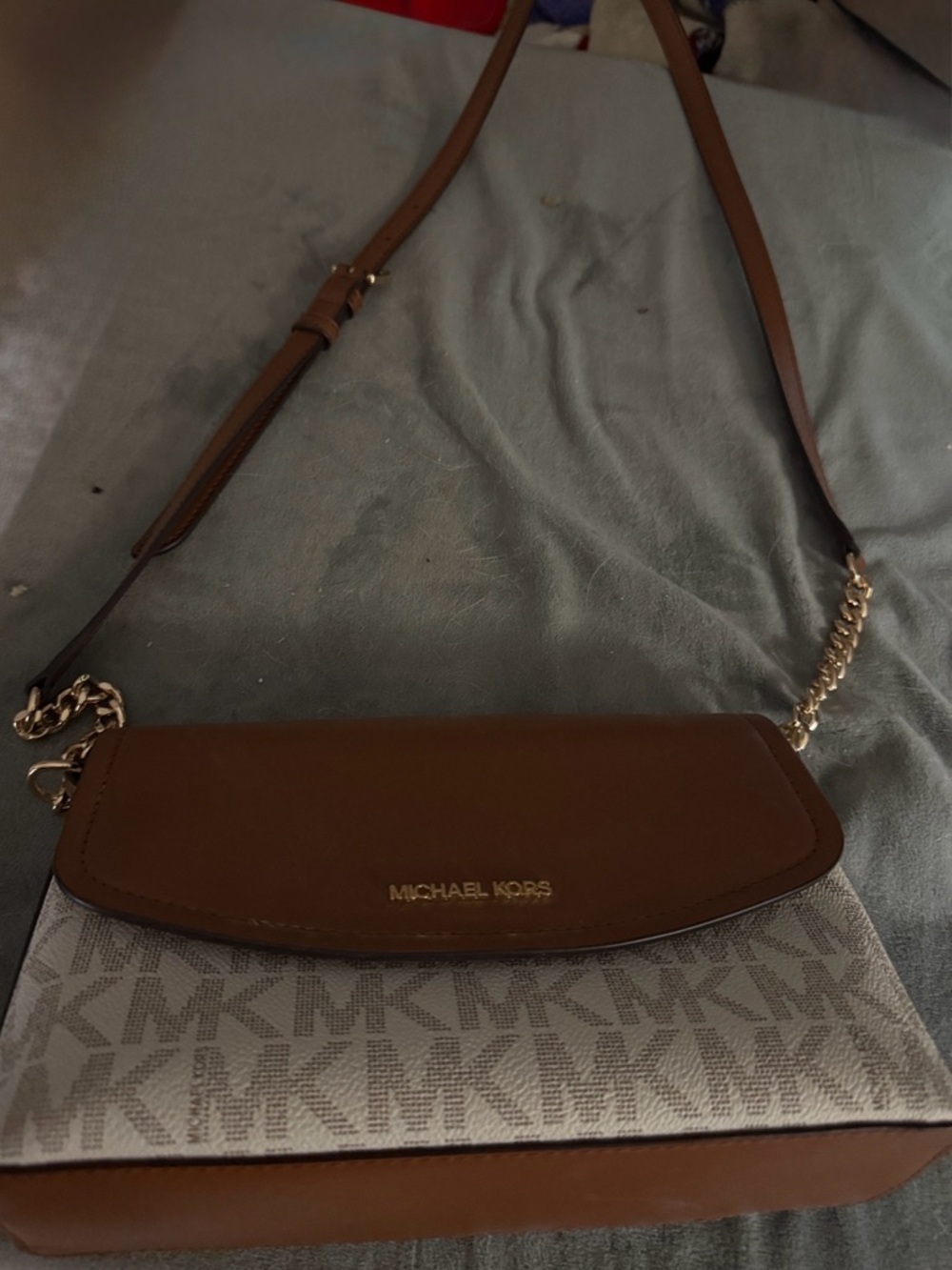 MICHAEL KORS Brown and Ivory Crossbody Purse